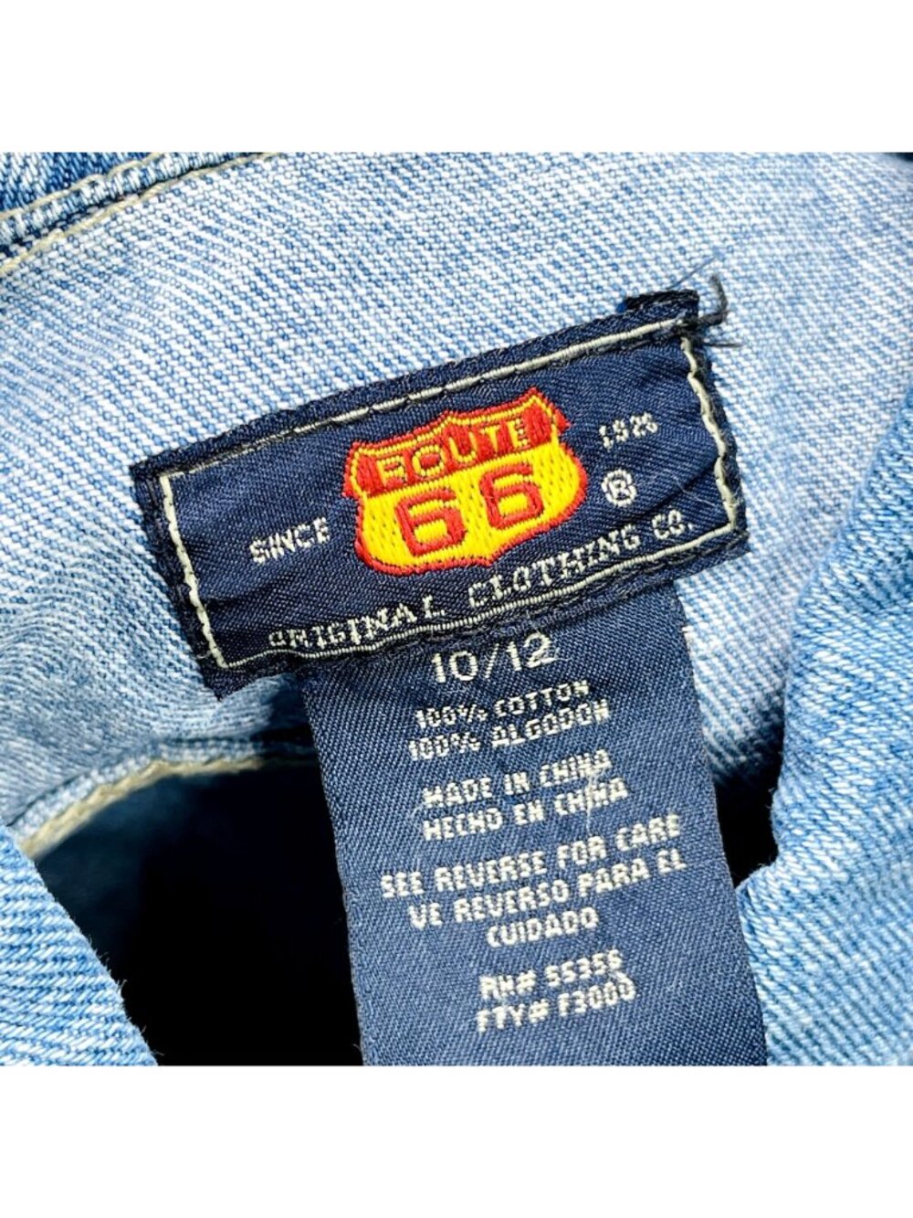 Vintage Route 66 Denim Jean Jacket Gender Neutral Kids 10 - 12 / Adult XS - Picture 7 of 14